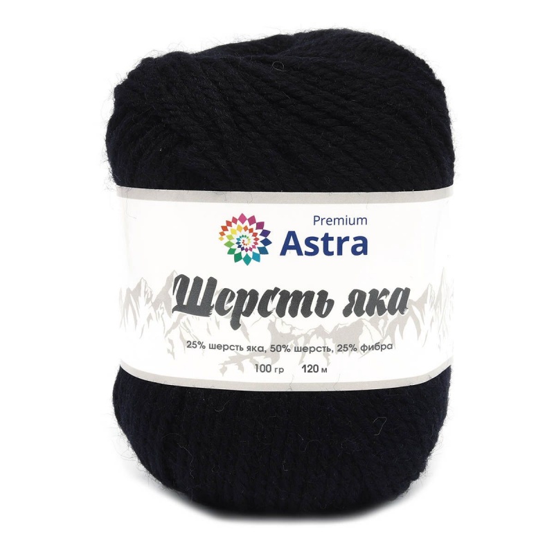 Пряжа "Шерсть яка"' (Yak wool) 12 черный 10*100гр. 280м 25% шерсть яка, 50% шерсть, 25% фибра  As 12														