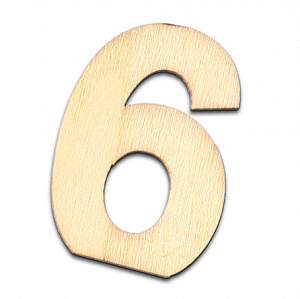 Заготовки деревян. Цифра 6 цв. натуральный 2*40мм набор 10шт. за 1шт. фанера  EFCO 2490506														