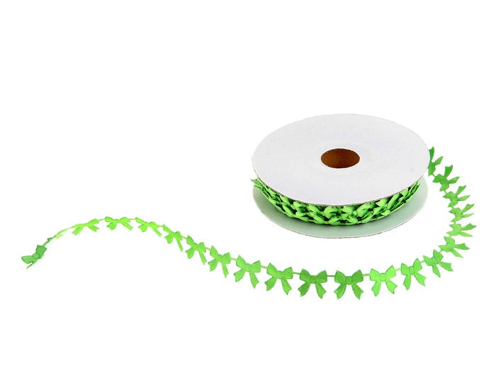 Лента фигурная  "Бантики" 17мм зеленый, 17мм*10ярд