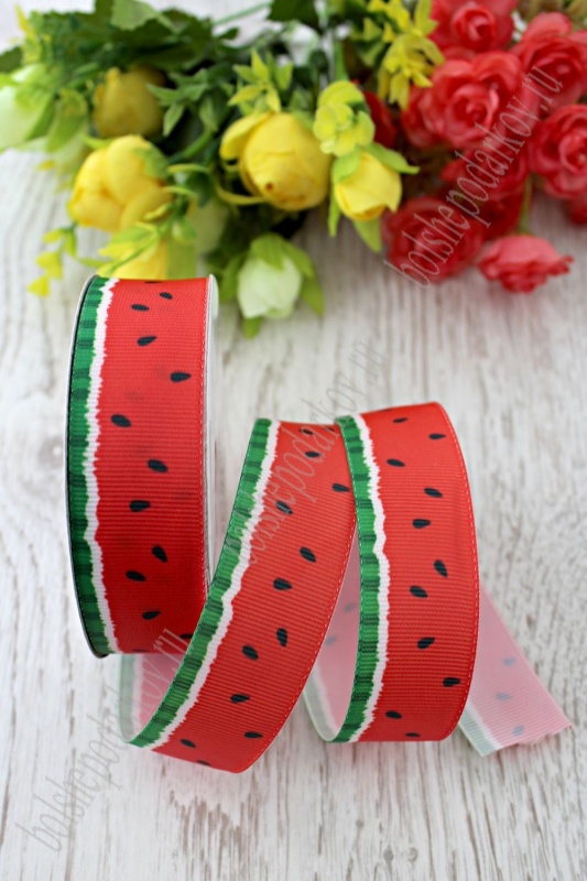 Лента репсовая "Арбуз" 25мм*9,1м SF-1742														