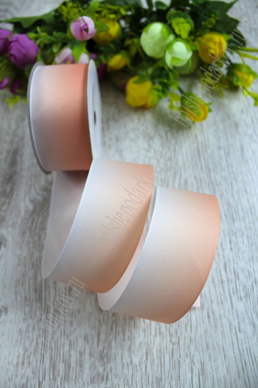 Лента репсовая "С переходом" персиковый 40мм 40мм*9,1м 128-431														