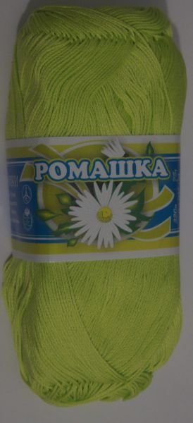 Пряжа "Ромашка" 4702 салатовый 4*75 г. 320м 100% хлопок  ПНК им. Кирова
