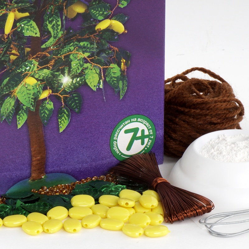 Набор для творчества "Дерево счастья. Лимонное дерево" плетение из бисера и пайеток  LORI