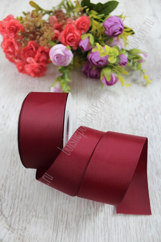 Лента репсовая 40мм бордовый 37 40мм*25м 127-109/SF-1349														