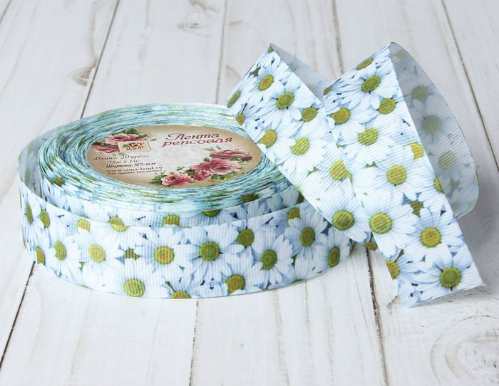Лента репсовая "Ромашка" 25мм, 25мм*18м  АртУзор 2313667														