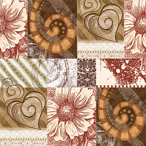 Салфетки для декупажа 33*33см Цветы, ракушки 3-хслойные  Maki 029301														