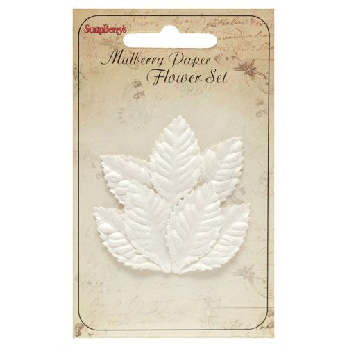 Листья розы, белые (мелкие 3,5см) набор, бумага  ScrapBerrys SCB300611														