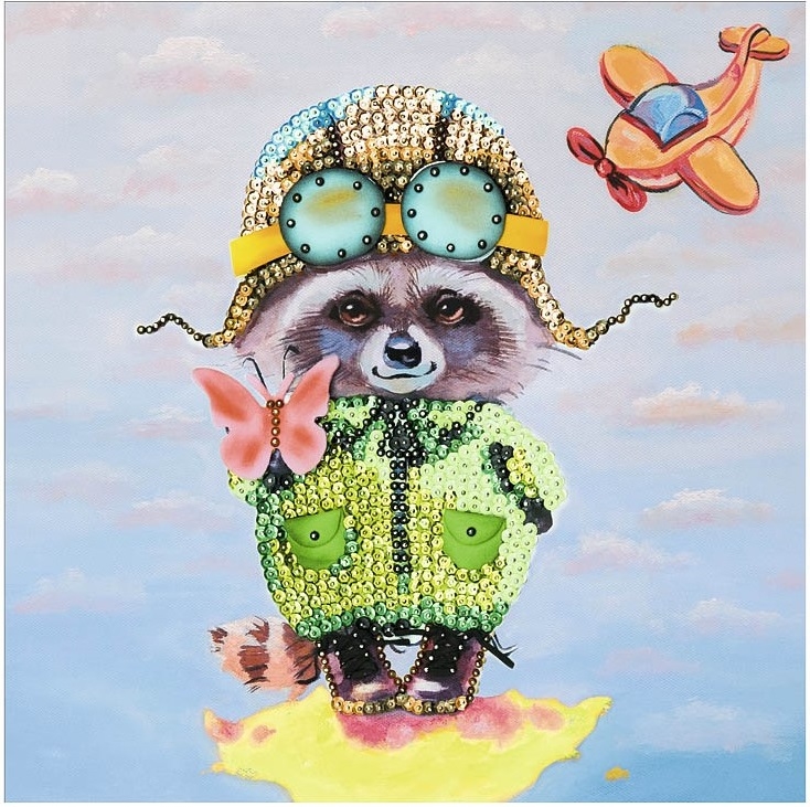 Набор для творчества "Мозаика из пайеток на холсте Енот"  Волшебная мастерская