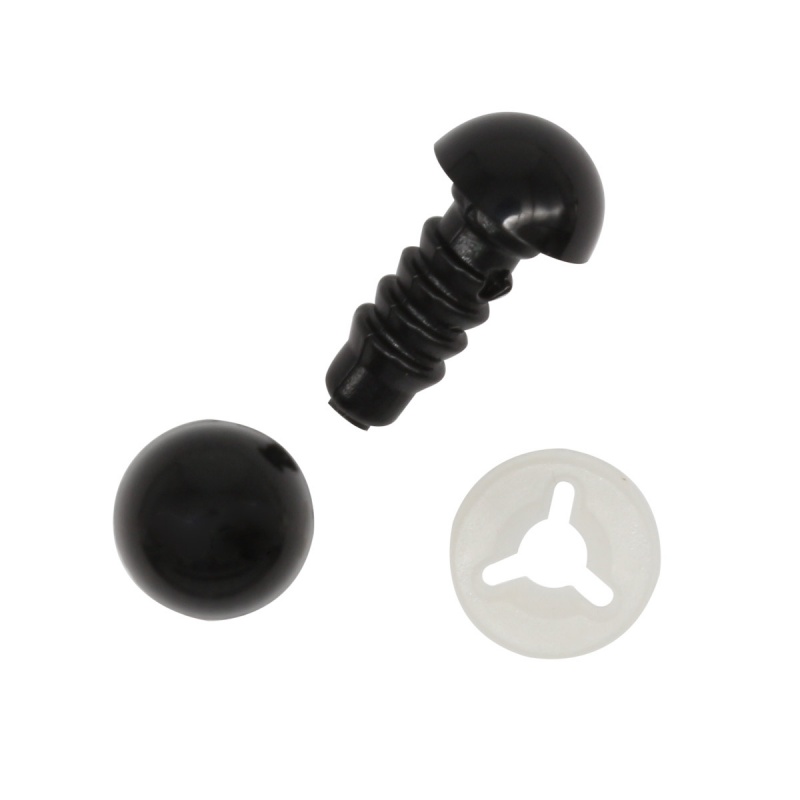 Глаза-бусинки  8мм пластик с фиксатором цвет черный набор 24шт. за 1шт 7722403														