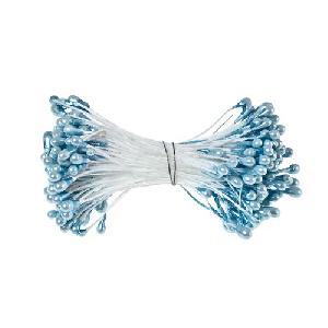 Тычинки для цветов двусторонние 55*2мм голубой (набор 1 связка)