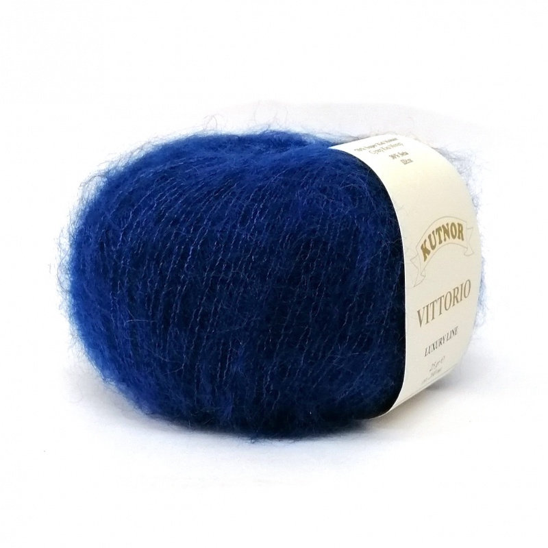 Пряжа "Vittorio" 1058 синий 10*25г. 200м. 70% мохер, 30% шёлк  Kutnor 1058														