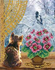 Вышивка бисером Академия творчества "Котенок и ворона" (16,4*13,1см)