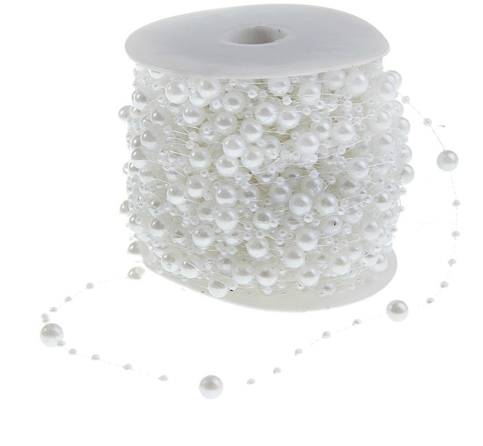Лента-нить "Шарики" белый 57м за 1м 136734	