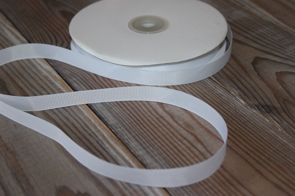 Лента репсовая 12мм белоснежный 12мм*25м 001														