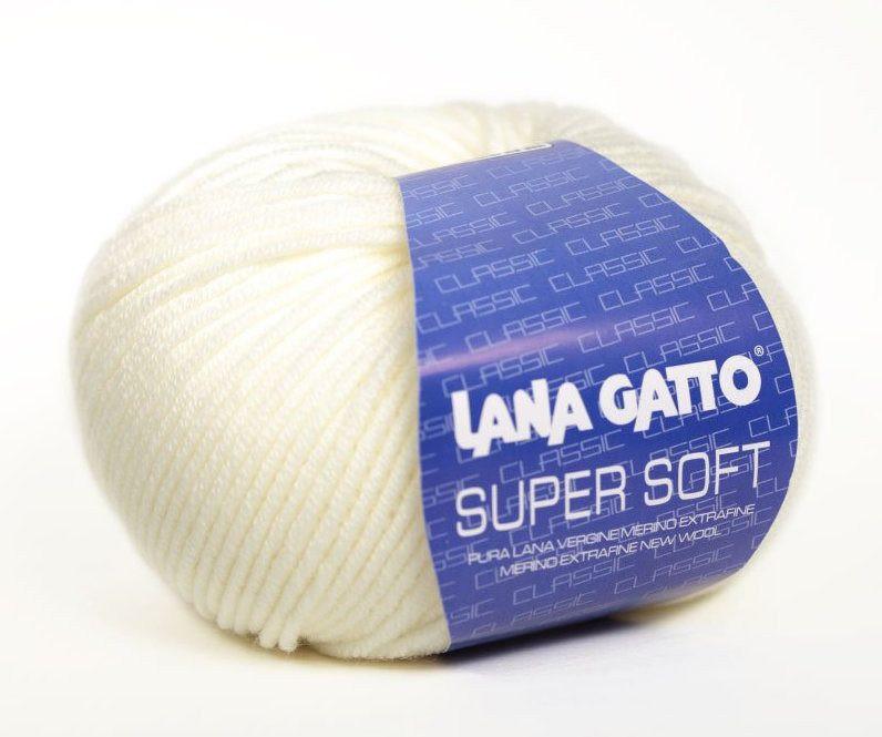 Пряжа "SUPER SOFT" 978 молочный 10*50 г. 125м 100% меринос. шерсть экстрафайн  LANA GATTO 978														