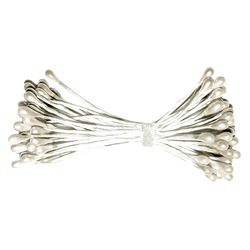 Тычинки для цветов двусторонние 55*2мм белый (набор 1 связка)