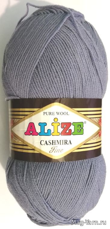 Пряжа "CASHMIRA FINE PURE WOOL" серый 87 5*100 г. 450м 100% шерсть  ALIZE