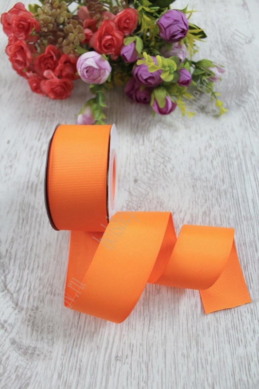 Лента репсовая 40мм ярко-оранжевый 142 40мм*25м 127-107														