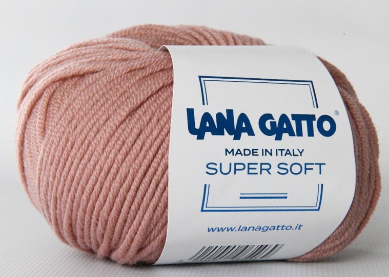 Пряжа "SUPER SOFT" 14393 нежный св.розовый 10*50 г. 125м 100% меринос. шерсть экстрафайн  LANA GATTO 14393														