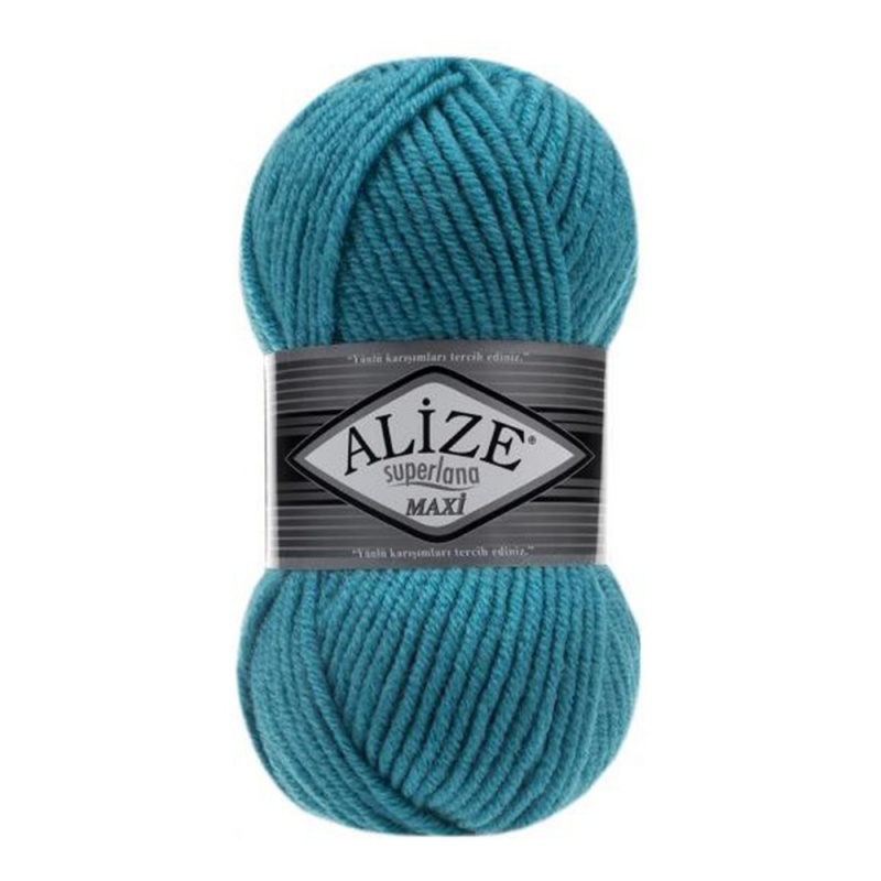 Пряжа "SUPERLANA MAXI" 287 морская волна 5*100 г. 100м 75% акрил, 25 % шерсть  ALIZE