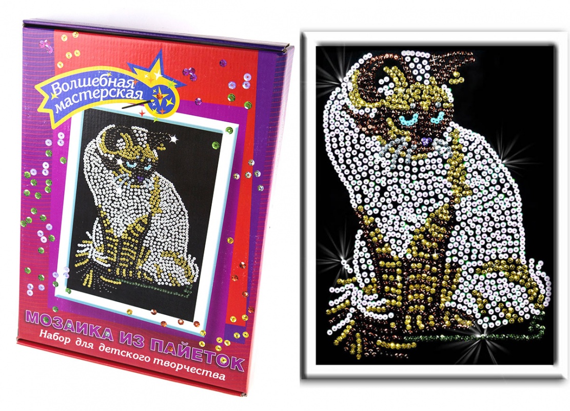Набор для творчества "Картина из пайеток Кошка"  Волшебная мастерская 019														