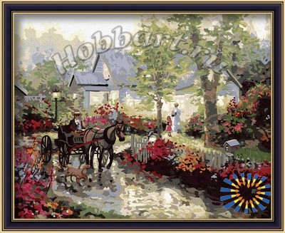 Раскраска по номерам  40*50см "Повозка/Фиолетовое настроение" краски в тюбиках  Hobbart HB4050081/HB4050108