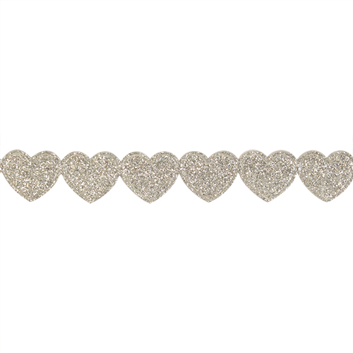 Лента фигурная  "Сердечки" 16мм серебро 119, 16мм*25м