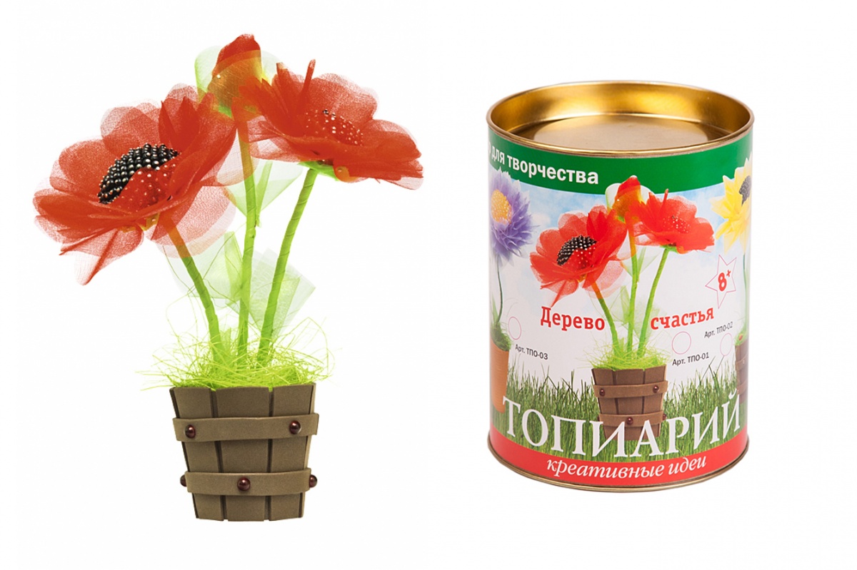 Набор для творчества "Дерево счастья. Топиарий из органзы. Пламенные маки"  Волшебная мастерская ТПО-01														