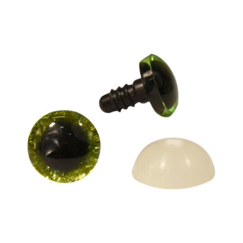 Глаза  20мм с искоркой с фиксатором зеленый-2шт.  Астра