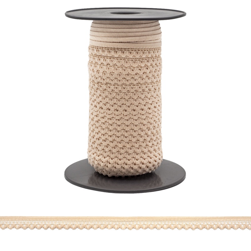 Резинка ажурная цв. 154 бежевый 13,5мм*50м за 1м 0313/81/613151														