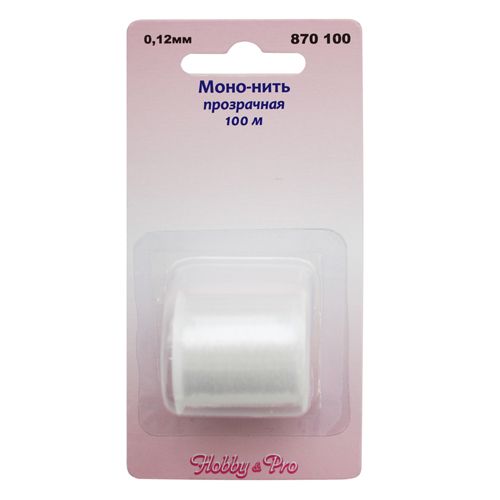 Мононить (проволока) для бисера 0,12мм белый на катушке 100м  Hobby Pro 870100														