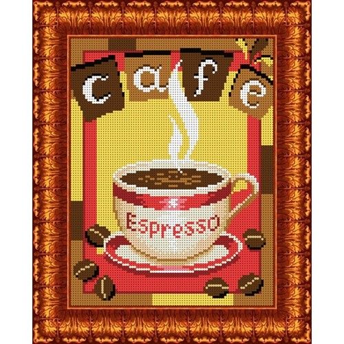 Канва с рисунком бисер "Чашка кофе" (А4)  Каролинка КБЛ-4016