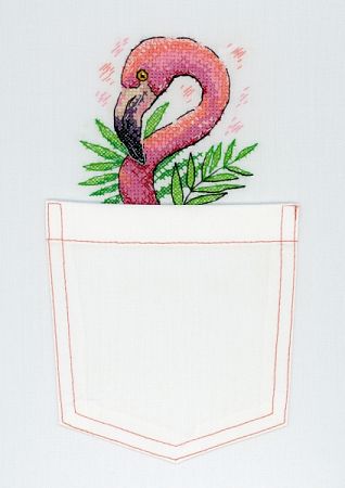 Вышивка крестом Жар-птица "Розовый фламинго" вышивка на одежде мулине 9*9см
