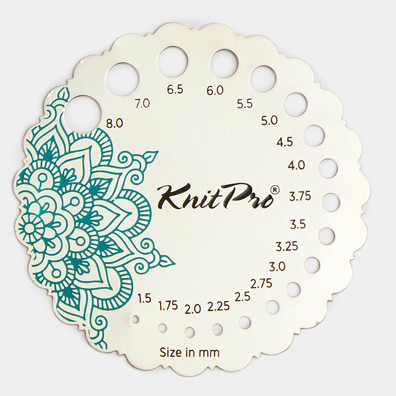 Линейка для измерения диаметра спиц "Mindful" металл круглая в мешочке  Knit Pro 36631														