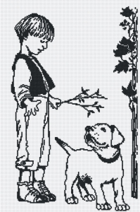 Вышивка крестом МП СТУДИЯ "Мальчик с собакой" (46*31см)