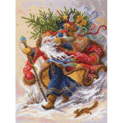 Канва с рисунком "Дед Мороз" мулине (37*49см)  МАТРЕНИН ПОСАД