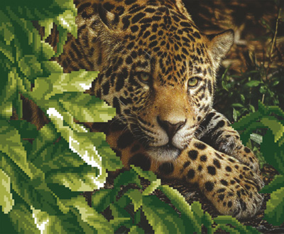 Канва с рисунком бисер "Леопард" (23*28см) габардин  МП Студия