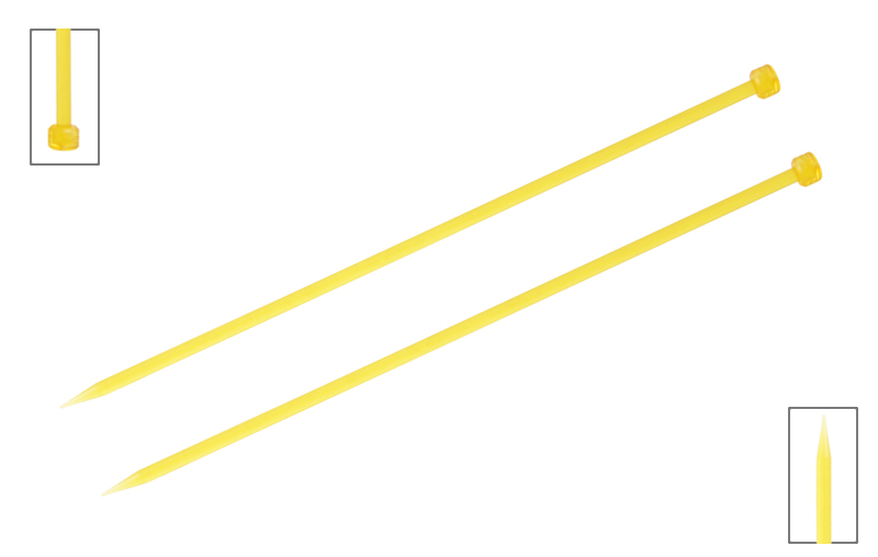 Спицы прямые Trendz D 6.0м, длина 30см, акрил желтый 2шт  Knit Pro 51195														