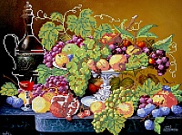 Канва с рисунком бисер "Натюрморт с виноградом" 36*26см  Наследие