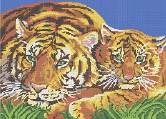 Канва с рисунком бисер "Тигрица с тигренком" 50*36 см  Наследие КА2-011