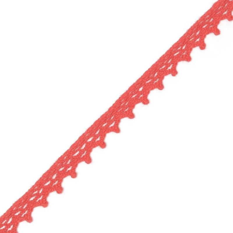 Кружево вязаное 10мм 10мм*9,14м, красный за 1м