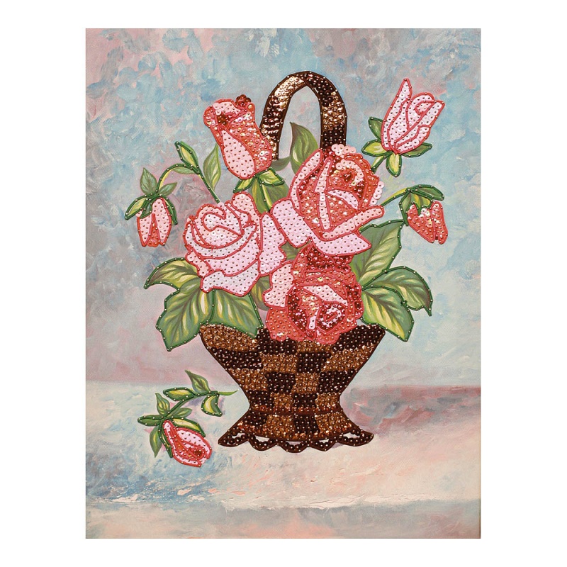 Набор для творчества "Мозаика из пайеток на холсте Букет роз"  Волшебная мастерская