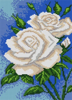 Мозаика "Белые розы" БСА3-004 36*26см, круглые стразы в коробке  Наследие