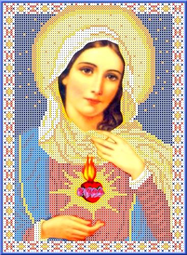 Канва с рисунком бисер "Святое Сердце Марии" (А4)  Каролинка КБИ-4016
