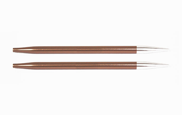 Спицы съемые "Zing" D 5,5мм, для длины тросика 28-126см, 2шт. алюминий, охра (коричневый)  Knit Pro 47506														
