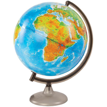 Глобус Земли физико-политический D=320мм с подсветкой на крупной подставке  Глобусный мир