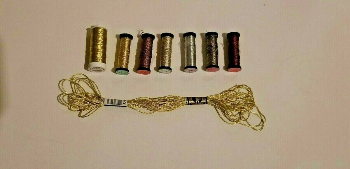 Нитки KREINIK GORD для вышивания цвера ассорти (золото, серебро, зеленый, красный и др.) 50м